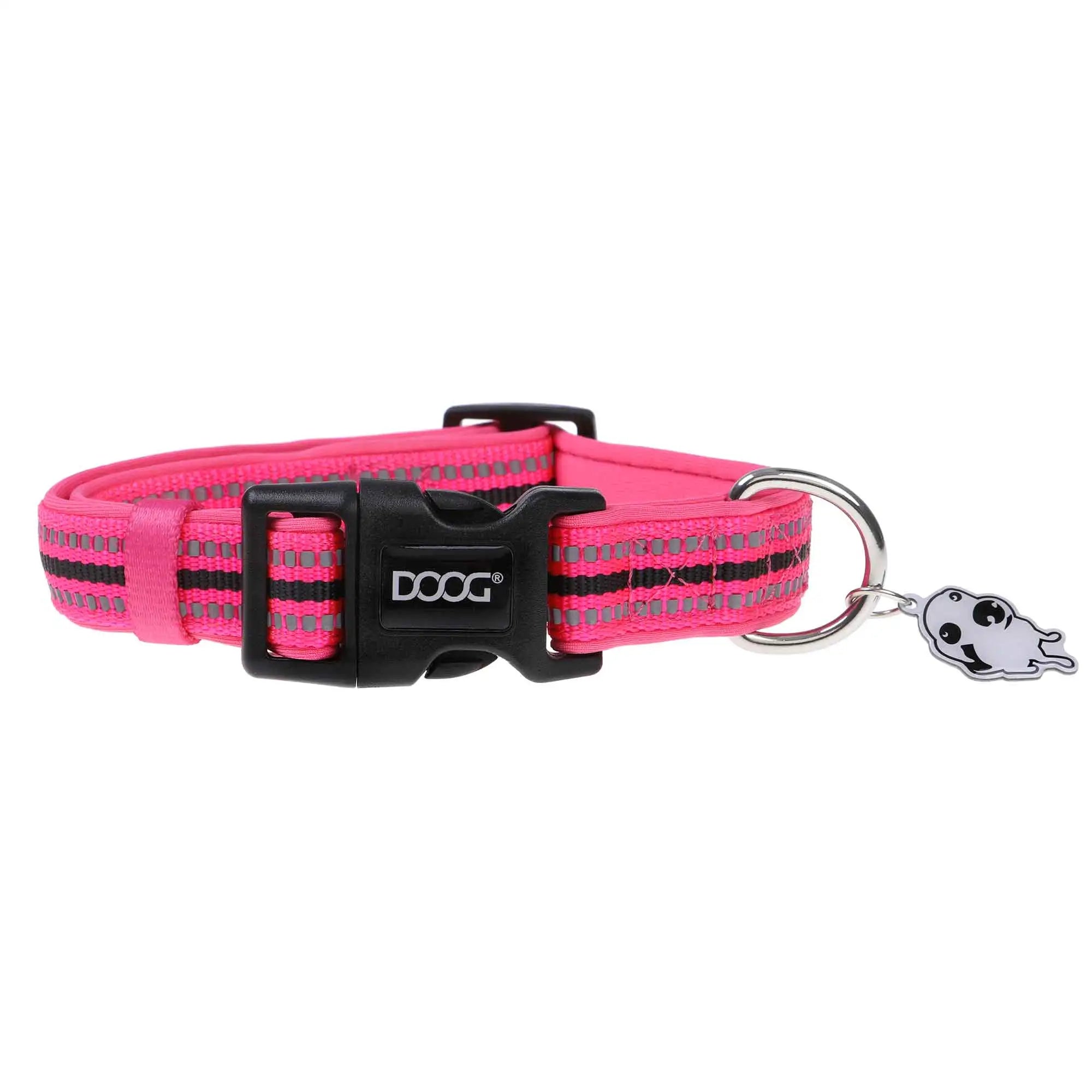 DOOG Neoprene Dog Collar Neon Small Pink