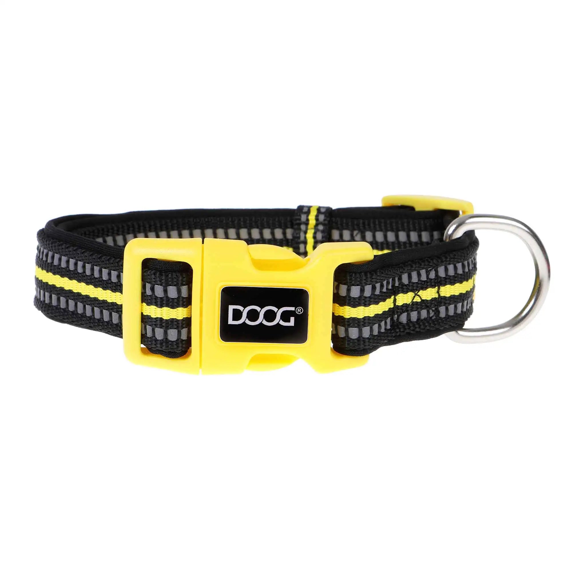 DOOG Neoprene Dog Collar Bolt Neon Extra Small Yellow/Black
