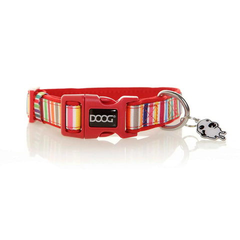 DOOG Neoprene Dog Collar Scooby Large Red/Rainbow