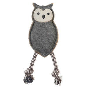 DOOG Country Tails Owl Chew Toy Grey 6.3" x 1.18" x 3.14"