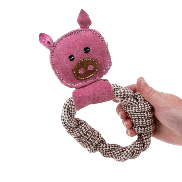 DOOG Country Tails Dog Toy Pig Rope Ring 5.51" x 1.18" x 9.44"