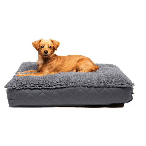 DGS Pet Products Dirty Dog Rectangle Bed Medium Cool Grey 26" x 34" x 4"