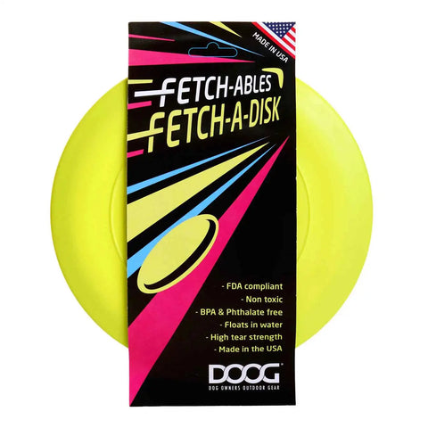 DOOG Fetch-ables Fetch-A-Disc Dog Toy Yellow 8.25" x 8.25" x 0.25"