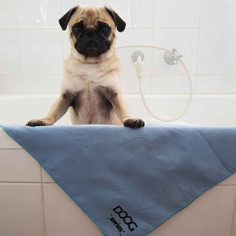 DOOG Swim and Bath Towel for Dogs Blue 35.43" x 15.75" x 0.1"