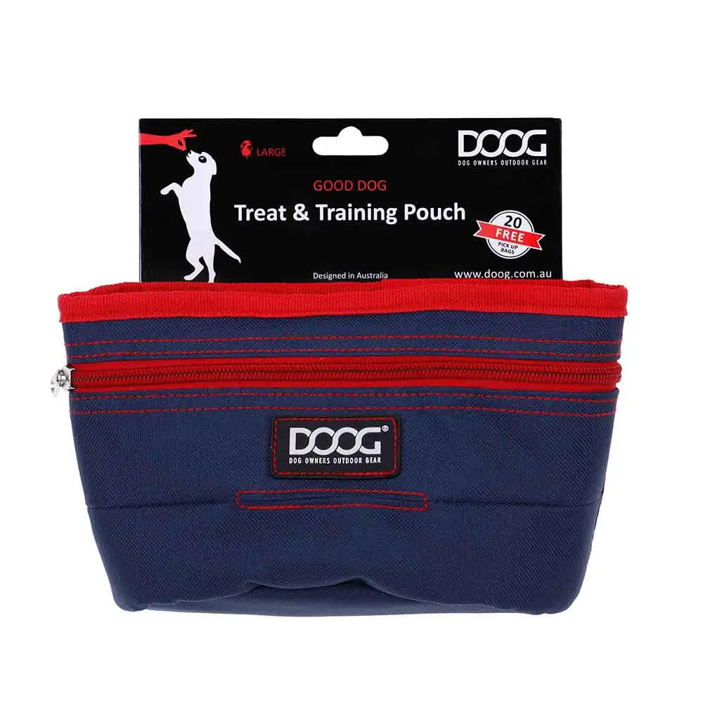 DOOG Treat and Training Pouch Large Navy/Red 8" x 8" x 5"