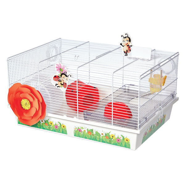 Midwest Critterville Ladybug Hamster Home White, Red 19.5" x 13.8" x 9.8"