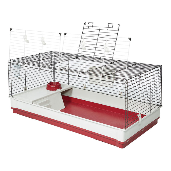 Midwest Wabbitat Deluxe Extra Long Rabbit Home White, Red 47.24" x 23.62" x 19.68"