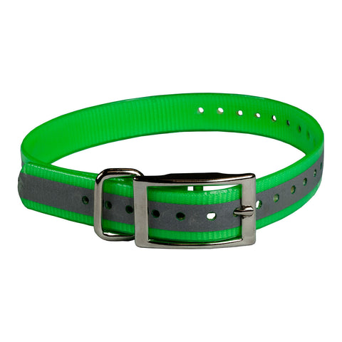 The Buzzard's Roost Reflective Collar Strap 1" Green 1" x 24"
