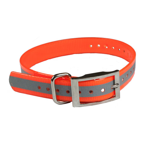 The Buzzard's Roost Reflective Collar Strap 1" Orange 1" x 24"
