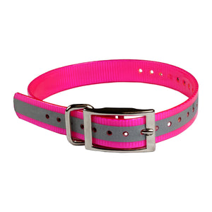The Buzzard's Roost Reflective Collar Strap 1" Pink 1" x 24"