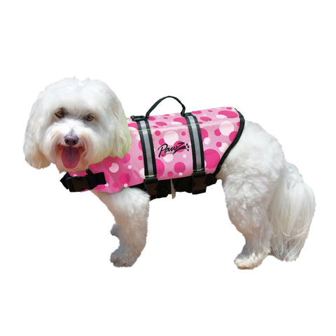 Pawz Pet Products Nylon Dog Life Jacket Medium Pink Bubbles